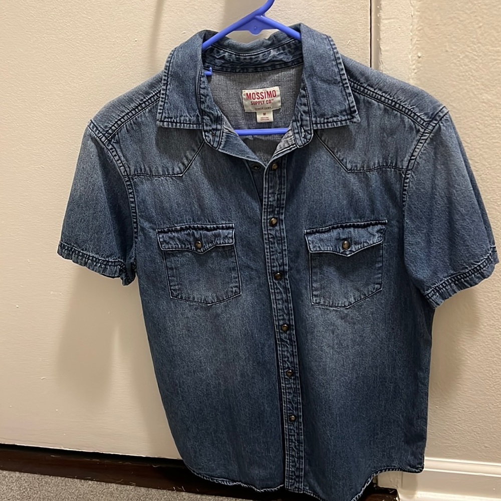 Men’s Mossimo Button Down - Jean Material / Pearl Buttons